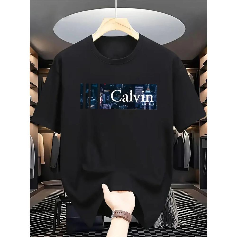 

Men s Summer 100% Cotton Fashionable Casual Loose Large Size Letter Pattern Printed Round Neck Short Sleeve T-shirt Top XXXXXL чёрный