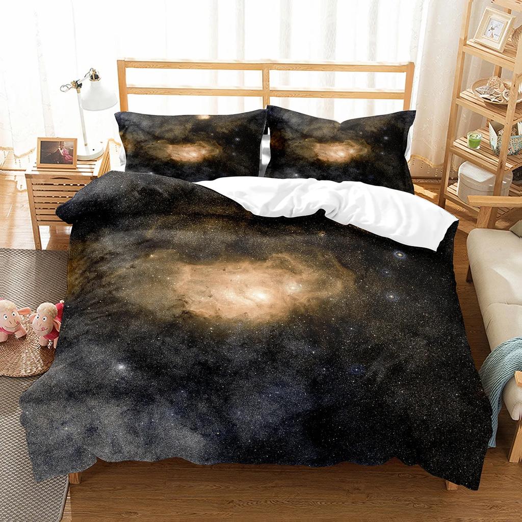 Hubble Image King Queen Duvet Cover Vast Starry Sky Bedding Set Bright Universe Landscape Quilt Cover Polyester Comforter Cover