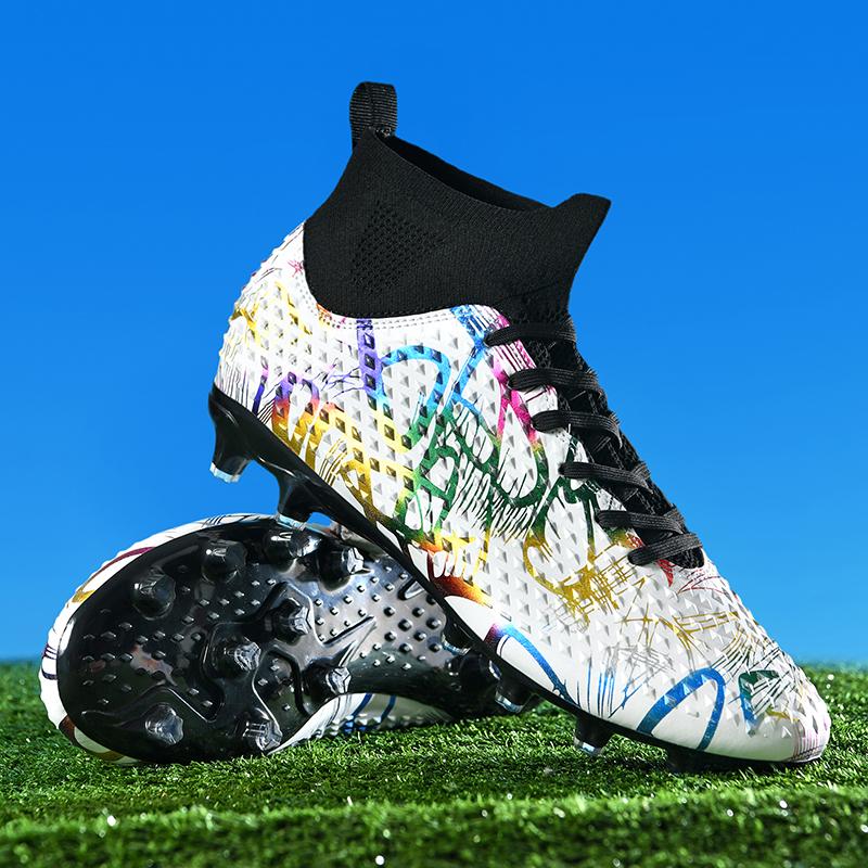 Dětské graffiti kopačky Vysoce kvalitní umělé trávníkové ponožky Outdoor Pánské sportovní fotbalové boty s dlouhými nehty