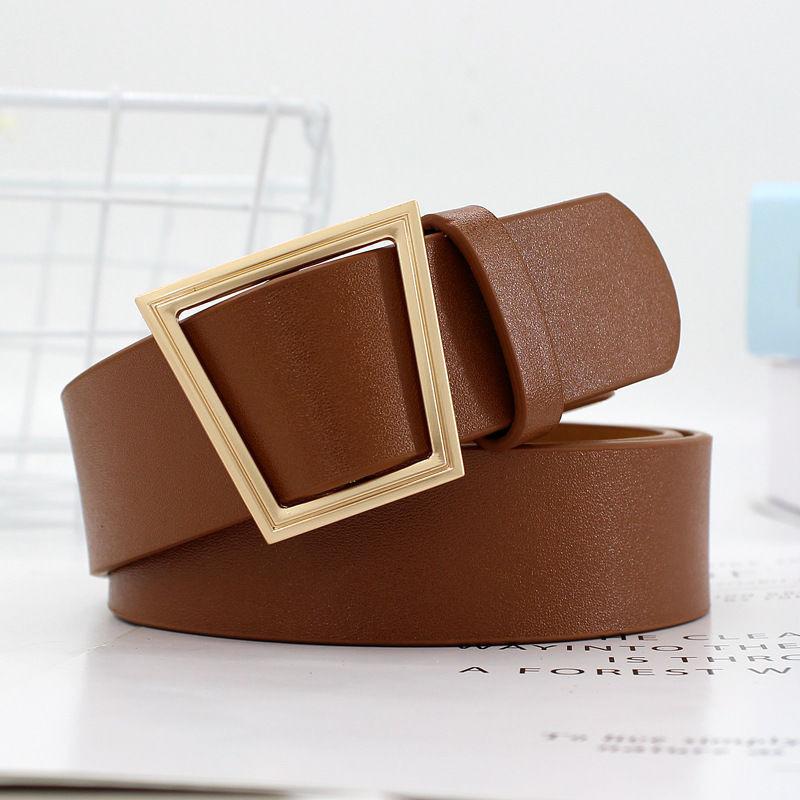 Stylish Retro Triangle Buckle Pu Belt For Women Perfect For Dresses And Casual Outfits