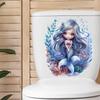 Cartoon Mermaid & Coral Toilet Seat Stickers, Waterproof Removable Self-Adhesive Bathroom Decals