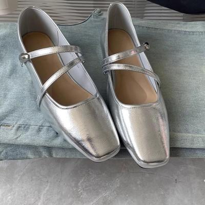 Mary Jane Single Shoes Women's Spring New Temperament Square Toe Shallow Mouth One Strap Soft Sole Flat Shoes