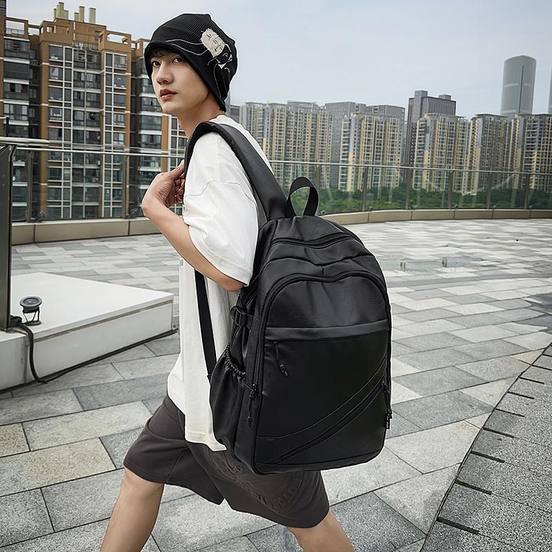 Business Men's PU Backpack Computer Backpack Student Large Capacity Schoolbag