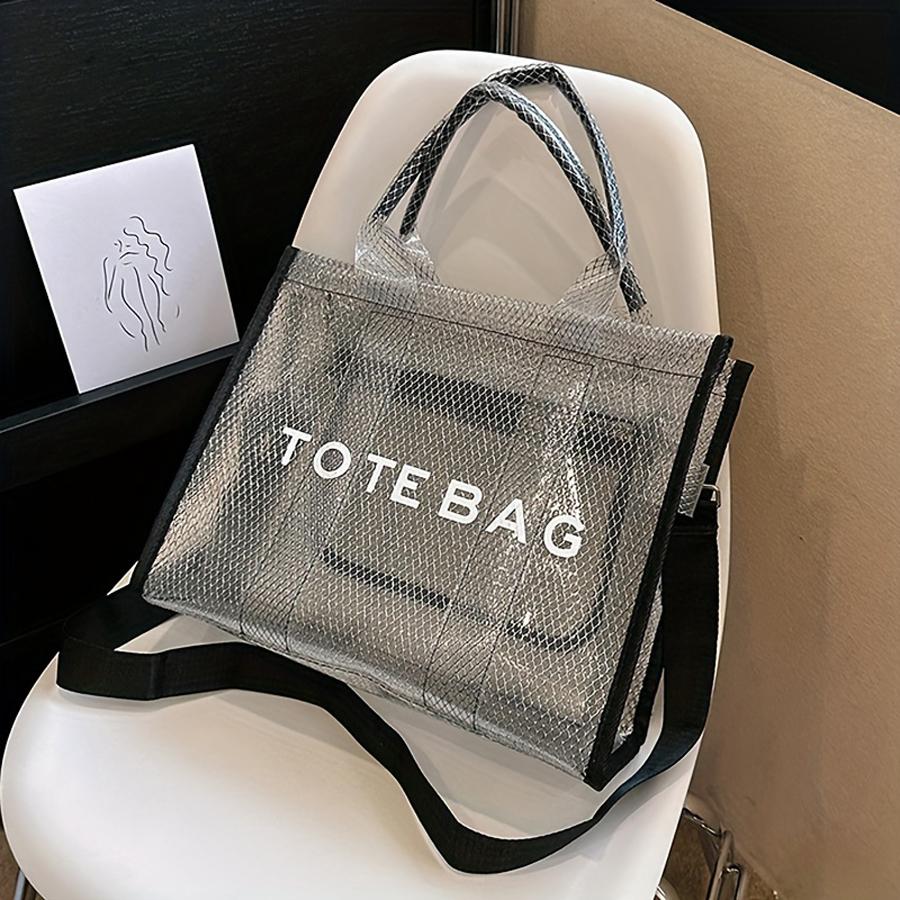 Fashion New High Capacity PVC Women s Bag Transparent Tote Bag Jelly Bag Handheld One Shoulder Crossbody Tote Bag
