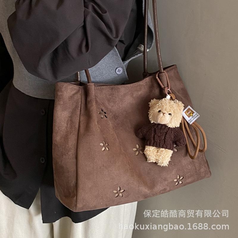 Suede Bag Women's 2025 New High-end Retro Underarm Bag Commuter Tote Bag Large-capacity Shoulder Bag