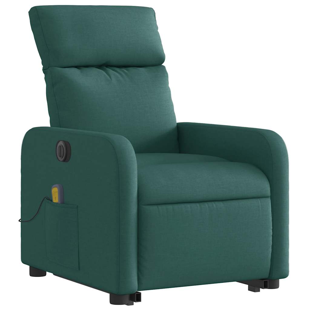 Electric Massage Recliner with Rising Function Dark Green Fabric
