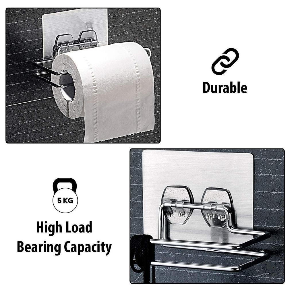 Stainless Steel No Drill Self Adhesive Toilet Paper Holder/Tissue Paper Roll Holder/Bathroom Rack for Kitchen/Towel Holder