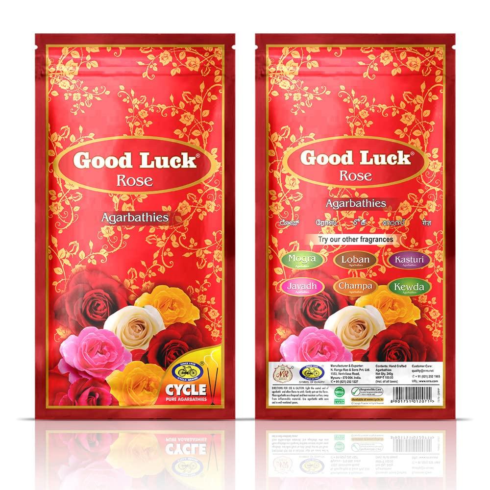 Cycle Pure Agarbathi GoodLuck Special Kombipackung Champa Mogra Rose Räucherstäbchen 3 Beutel(220 g pro Beutel)