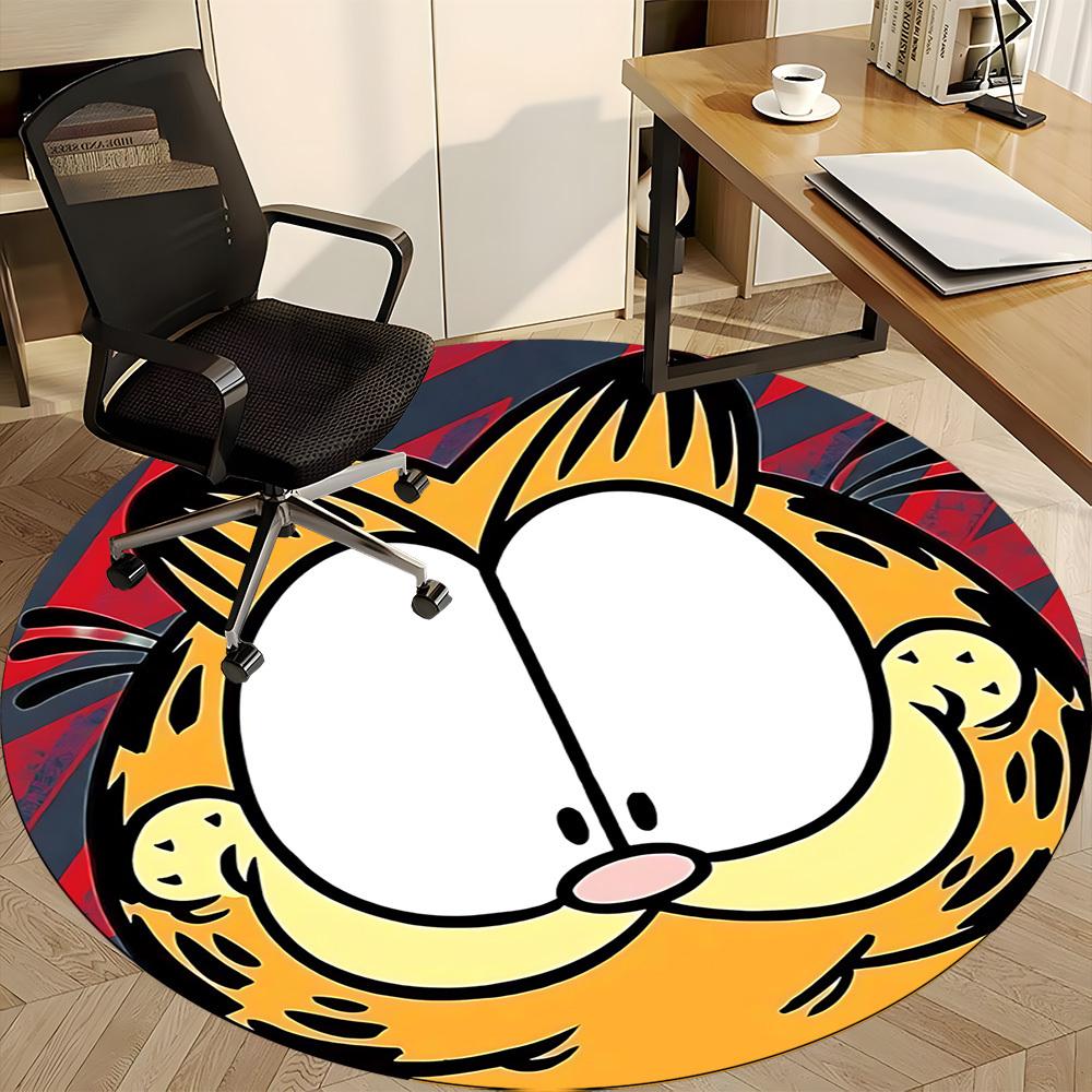 1pc Garfield Cat Office Round Area Rug, Under Office Chairs Bedroom Living Room Home Decor, Room Deco