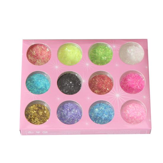 12 Colors Glitter Chips Powder Tips Nail Art Decor Manicure Tool DIY Decor Gift