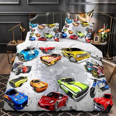 Set da letto a cartoni animati Set da 3 pezzi 1 copripiumino + 1/2 federa 3D Bambini Carino Decorazione Casa Camera da letto set piumone