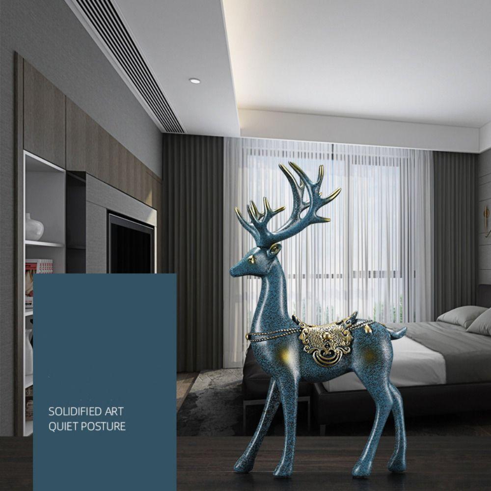2pcs Modern Couple Deer Ornaments Minimalist Animal Sculpture Miniatures Figurine  Bedroom