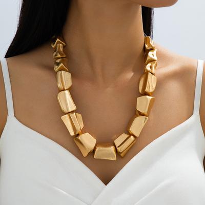 Mattless Gold Heavy Industry Geometric Square Black Thread Woven Exaggerated Necklace Trend Temperament Simple Retro Korean Products