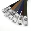 Men's Minimalist Elastic Buckle Leather Belt with Thickened Imitation Nylon Canvas