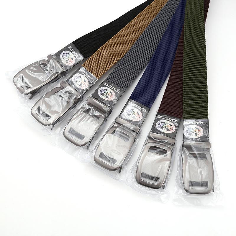 

Men s Minimalist Elastic Buckle Leather Belt with Thickened Imitation Nylon Canvas сірий колір