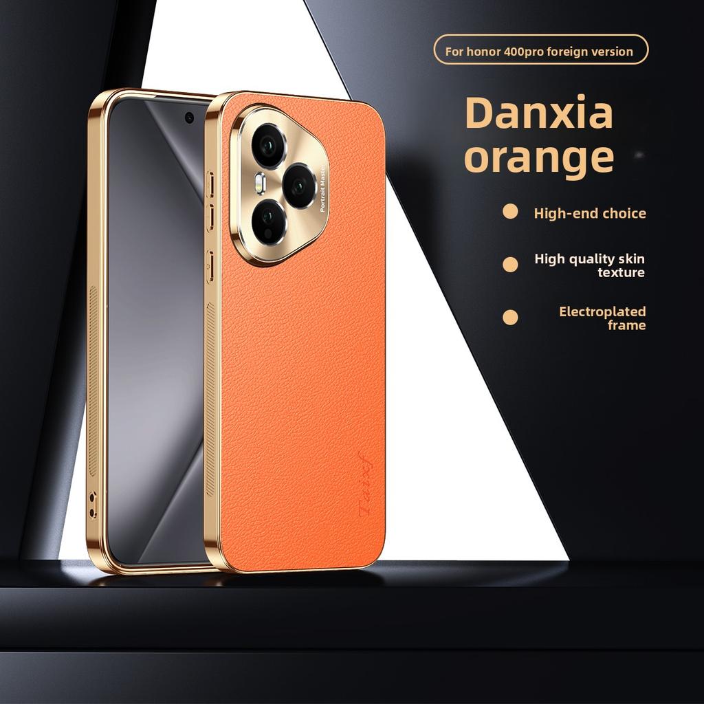 For Huawei Honor 400 Pro Case Luxury PU Leather Skin Plating Lens Protective Back Cover Case For Honor 400 400Pro Phone Shell