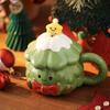 420ml Christmas Tree Ceramic Water Cup Creative Milk Mug with Lid Spoon Afternoon Camellia Flower Tea Coffee Cup Christmas Gift