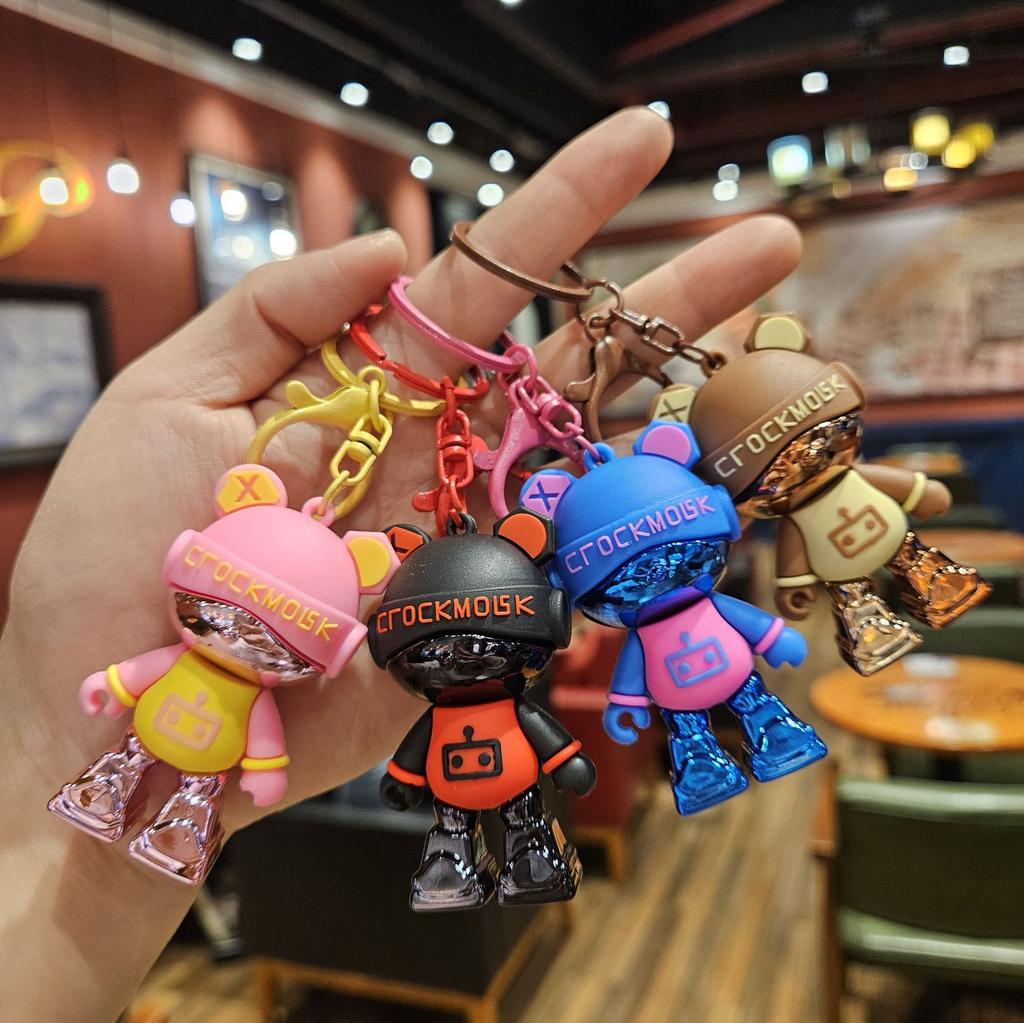 Kreativní Kreslená Sluchátka Sestava Medvěd Klíčenka Cool Mechanický Medvěd Přívěsek na Klíče Ozdoba na Tašku