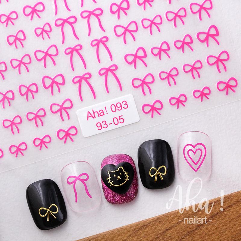 Nail Art 3D Bow Stickers: Thin Black, White, Gold, Silver Decals