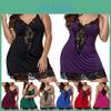 Luxurious Floral Lace Deep V-neck Babydoll Nightwear Set For Women