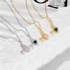 High Grade Zircon Heart Cherry Pendant Necklace Stainless Steel Geometric Choker Jewelry Party Gifts For Women Girls