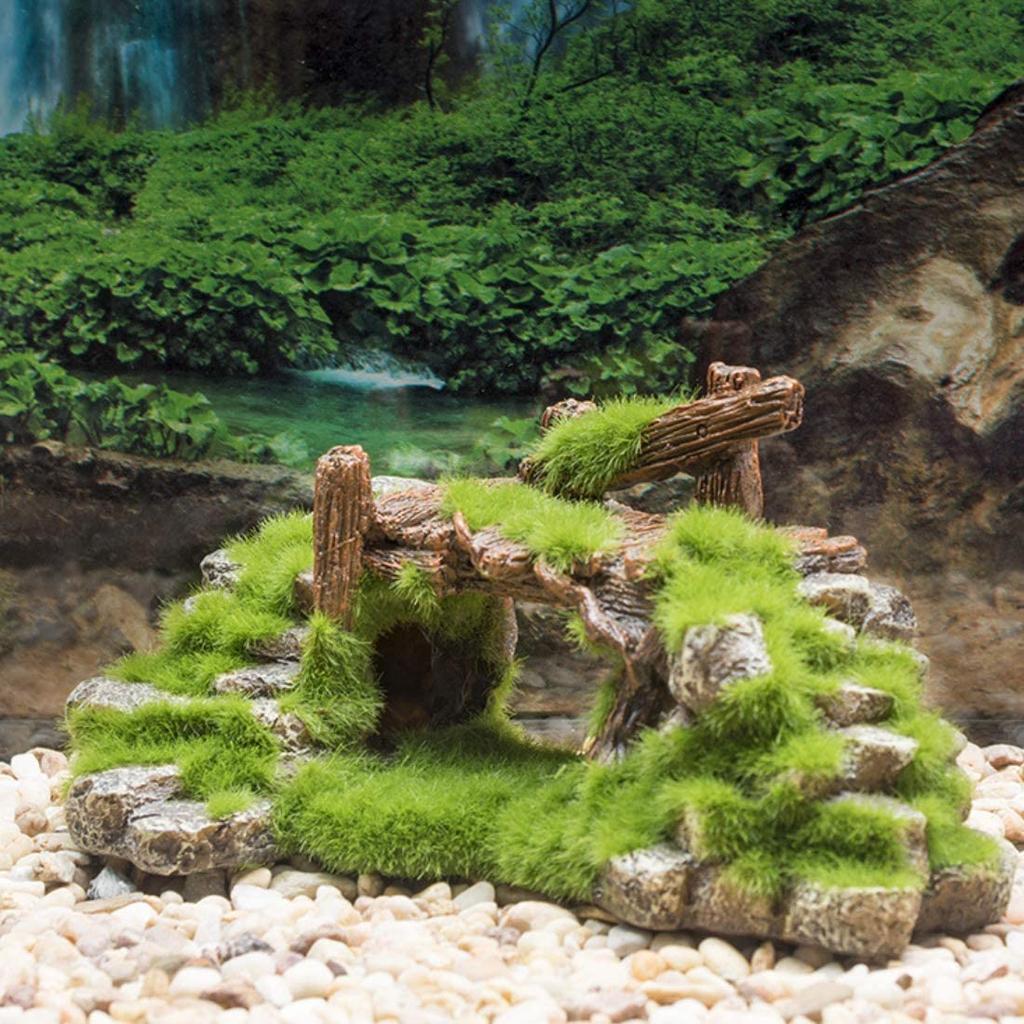 Fish Tank Decoration Moss Rockery Stone Plants Wood Ruins Landscaping Turtle Tank Decoration Fish Shrimp Shelter
