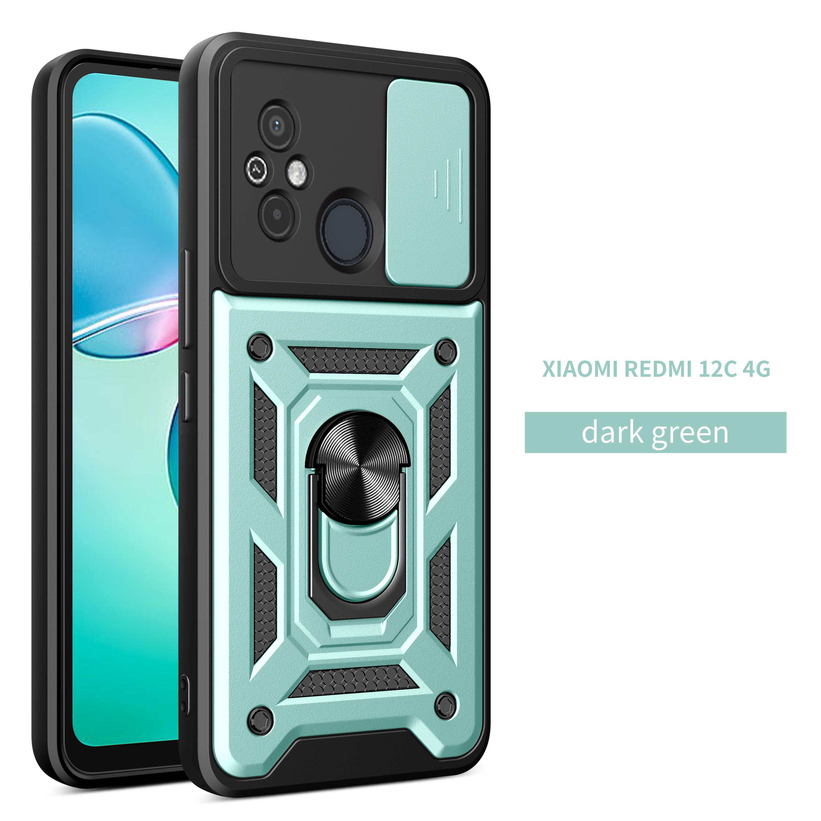 

For Xiaomi Redmi 12C Case Redmi 12C 4G Cover Redmi 11A Magnetic Ring Holder Armor Phone Case Slide Camera Protect Back Cover Redmi 12C