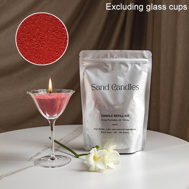

500 г/пакет Сделай сам Ландшафтная чашка-свеча Безопасный песок Восковые частицы Свеча Легко гаснет при заливке с 50 восковыми фитилями