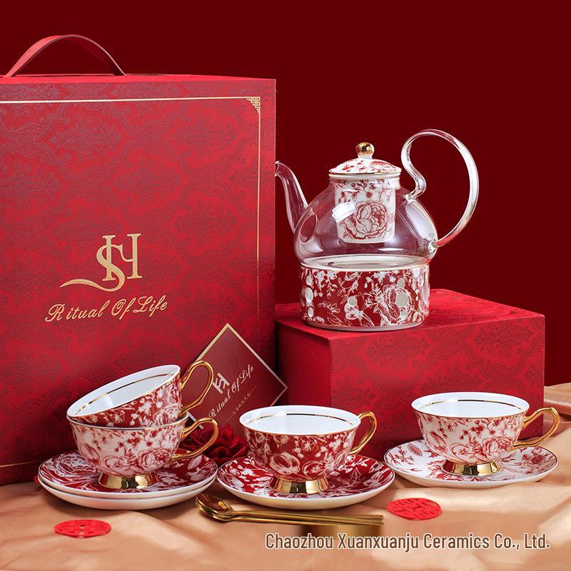 European Elegant Bone China Coffee Cups - Light Luxury Rose Design