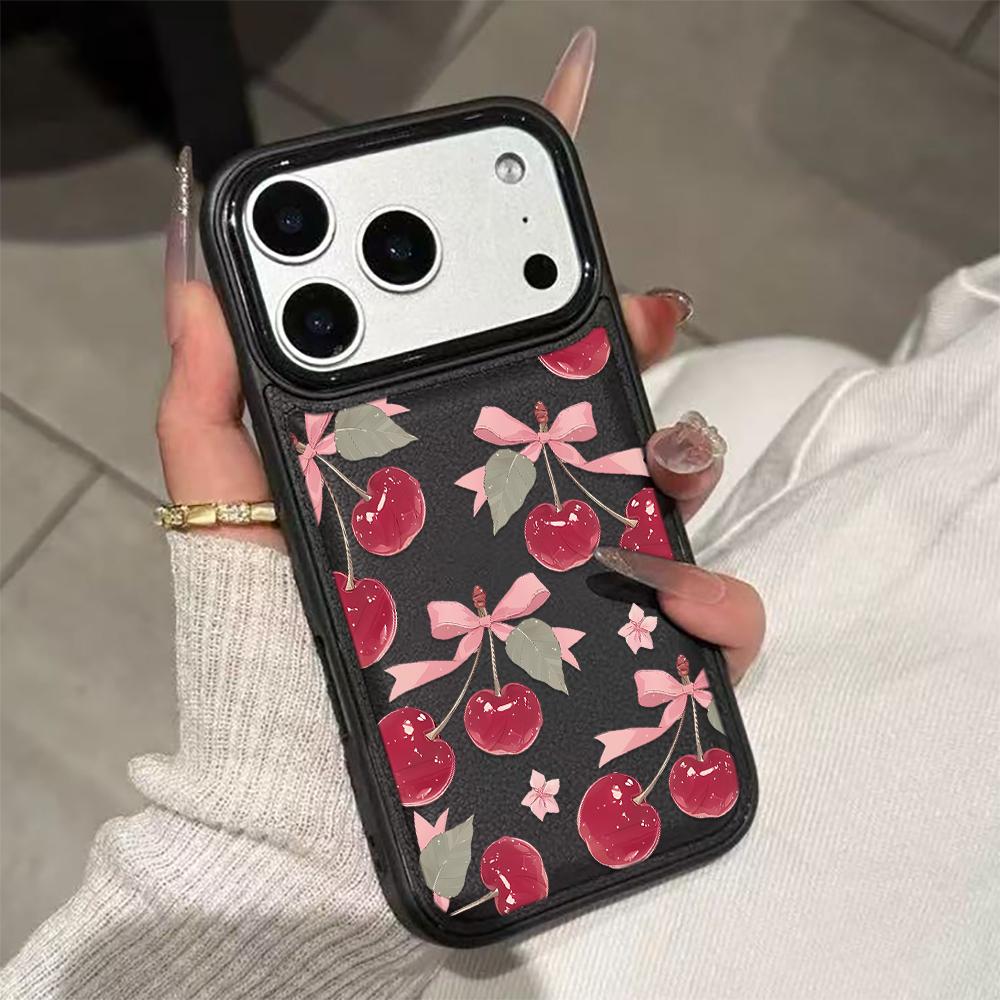 Bow Cherry Phone Case For IPhone 17 17Air 16 15 Case For IPhone 11 13 12 14 Pro Max 16 15 14 Plus Cover Case Funda 17 17Air