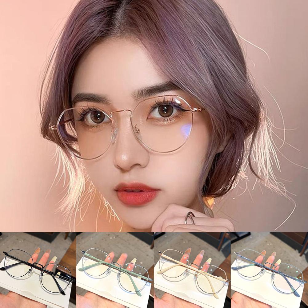 Modische Damenbrille Legierung Beliebte Quadratische Brille Ultraleicht Trendig Koreanisch Transparentes Gestell Metallbrille