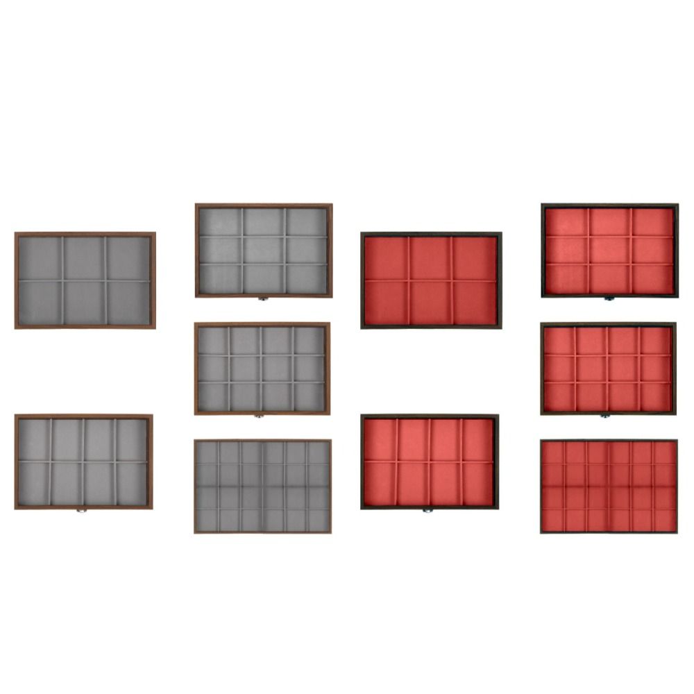 Dust-proof Wooden Jewelry Tray Velvet Jewelry Holder Case Jewelry Storage Box  Jewelry Storage