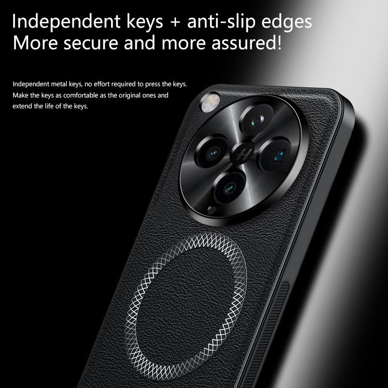 Luxury PU Leather Phone Case For Oppo Find X8 Ultra X8 Pro X8s X8s+ Magsafe Magnetic Metal Ring Lens Protection Shockproof Cover