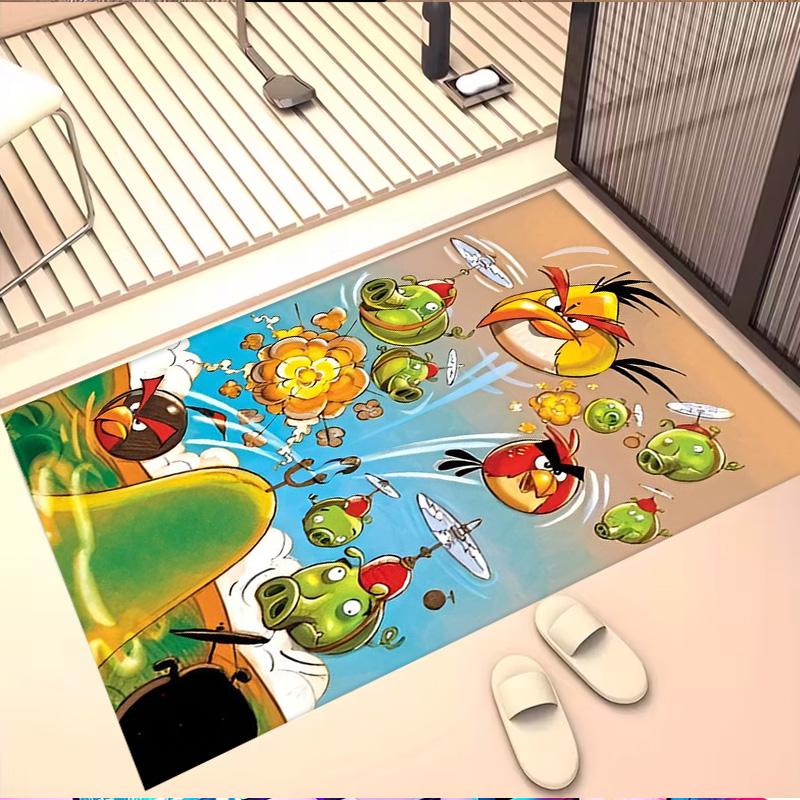 Angry Birds Print Rug, Washable Floor Carpet, For Entryway Dorm Laundry Room Office Study, Home Decor Birthday Christmas Gift