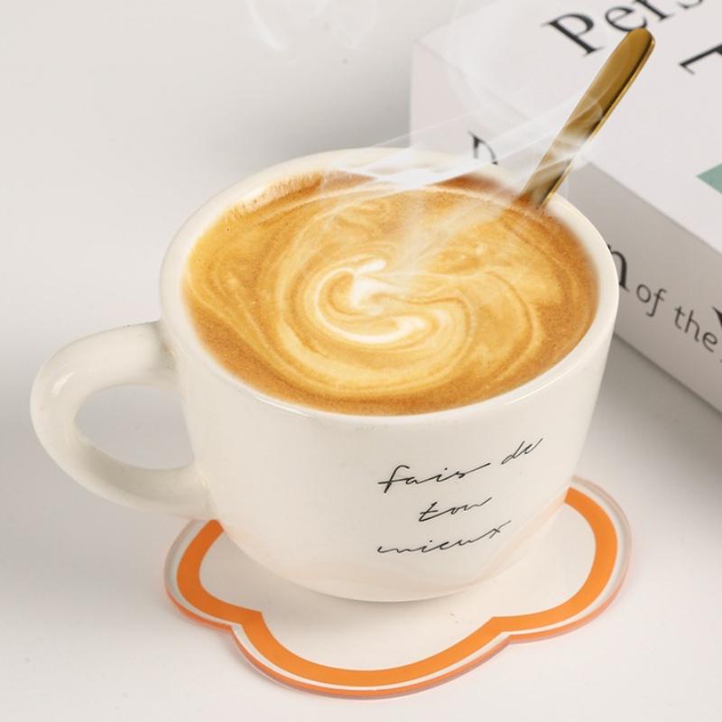 Korean Simple Cute Cartoon Flower Acrylic Coasters Girl's Table Decorations Anti-slip Coffee Mat Ins-style Taking Photos Props