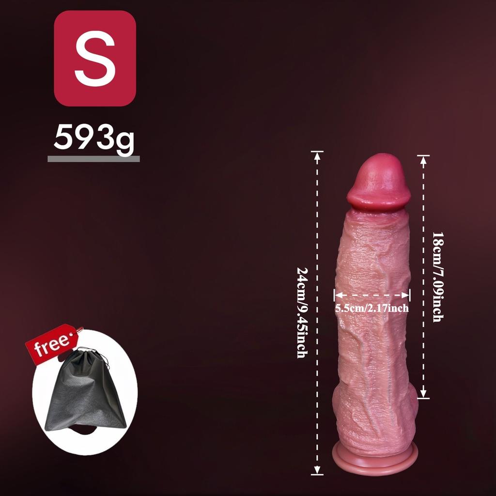 Extra Large Realistic Liquid Silicone Dildo, S/L/XL/XXL Sizes, Thick Soft Skin-Like Texture with Strong Suction Cup, Hands-Free Adult Toy