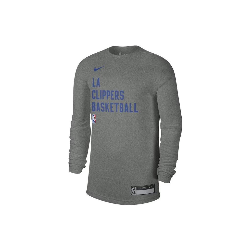 Nike Los Angeles Clippers Letter Print Crew Neck Long Sleeve T-Shirt Men tops Gray FD9952-063