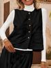 Plus Size Women's Fashion Casual Solid Color Vest Jacket