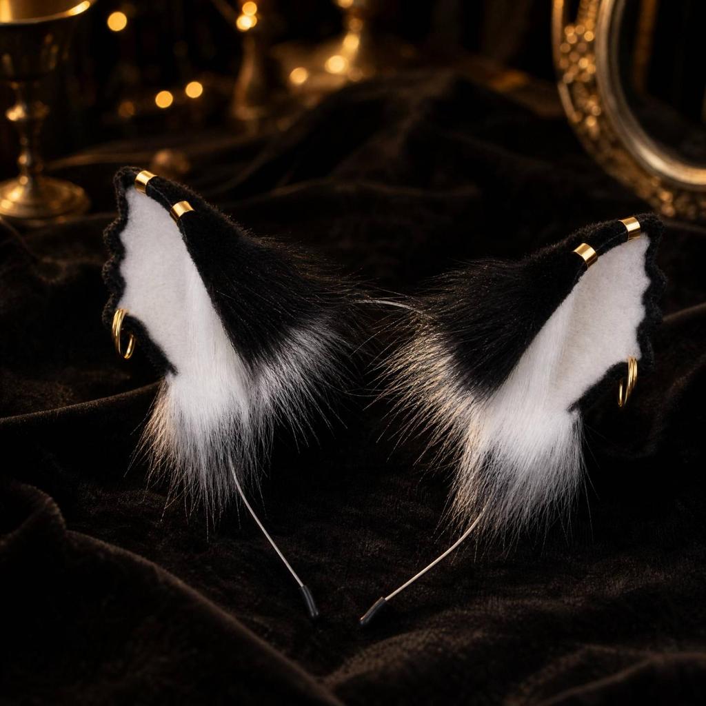 Furry Creature Ears Cosplay Headband Soft Ear with Golden