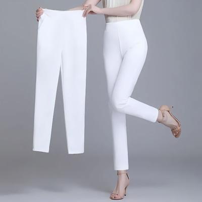 High-waisted Straight-leg Pants Women's Loose-fit Slimming Casual Beige Leggings Thin Threatment White Pants New Model
