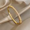 Shiny Geometric Micro Inlaid Rhinestone Stacked Bracelet for Women Delicate Gold Plated Copper Cuff Bangle Jewelry Gifts