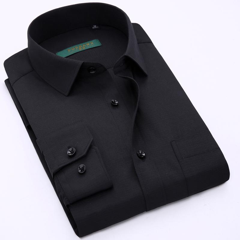 Frühling Herbst Business Casual Langarmhemd Herrenhemden All-Match Einfarbig Business Wear Plus Size Herrenbekleidung Anzüge & Blazer