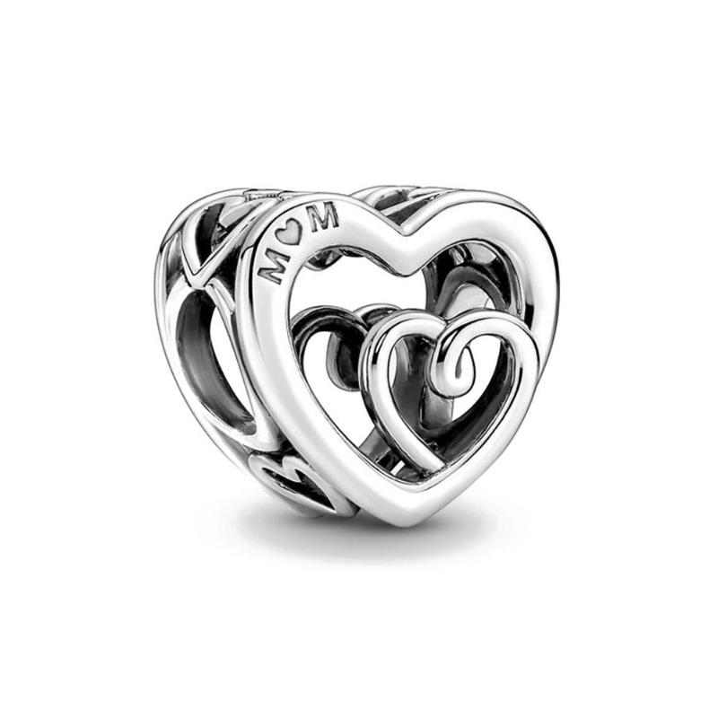 New Hollowed Out Heart-Shaped Charm Bead Fits Perfectly With Original Decorative Bracelet Women'S Jewelry Amulet Copper