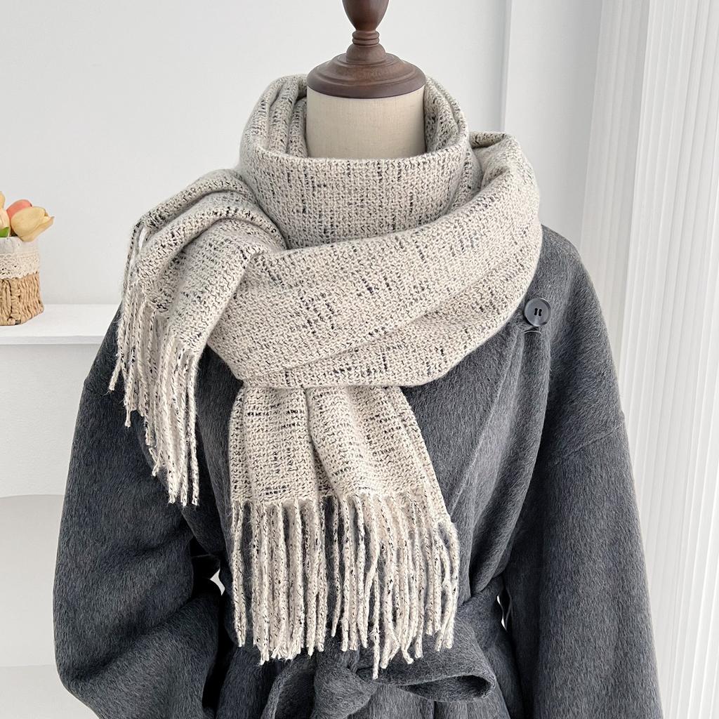 New Color Tassel Scarf Women's Autumn and Winter Warm Shawl Dual-purpose High-end Scarf Couple Versatile