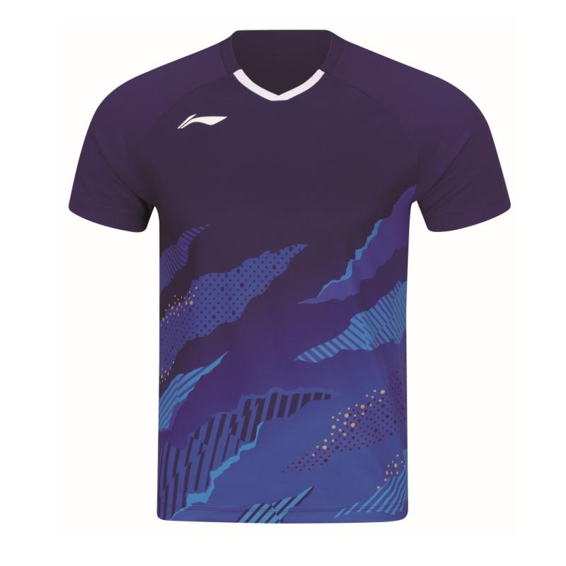 Li Ning Badminton Competition Collection Badminton Jersey Unisex Dark Purple Blue AAYW039-3 2XL
