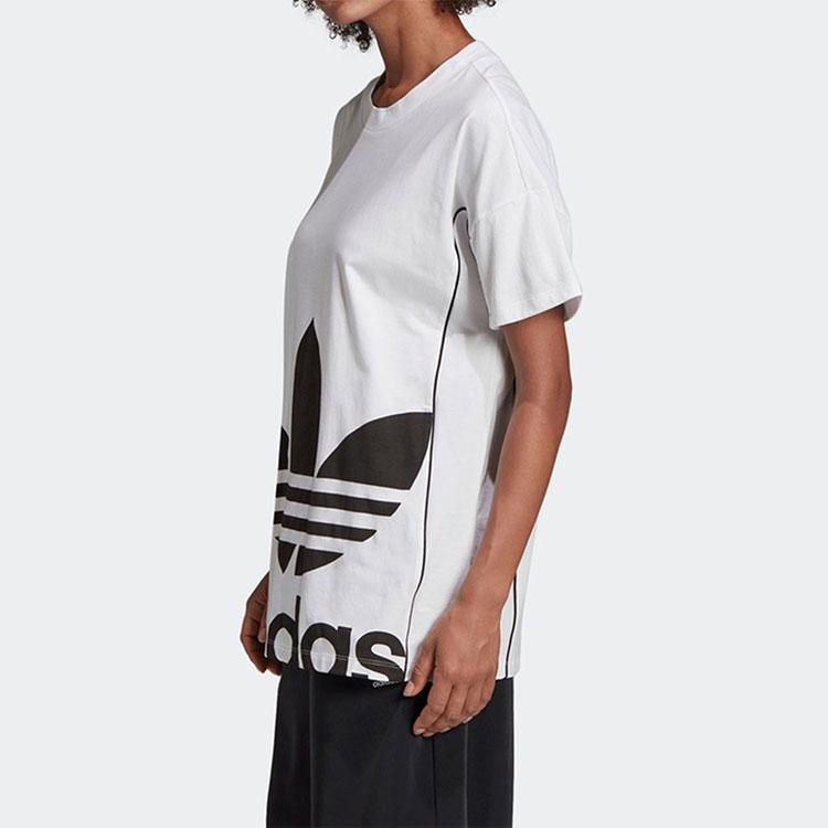 Adidas Originals Trefoil Logo Simple Line Print Loose Fit Sports T-Shirt Women Tops White ED4771