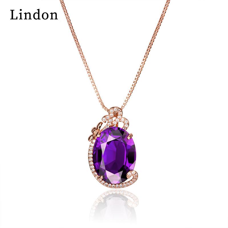 

Женское ожерелье Lindon, кулон с цирконом, модный подарок фиолетовый