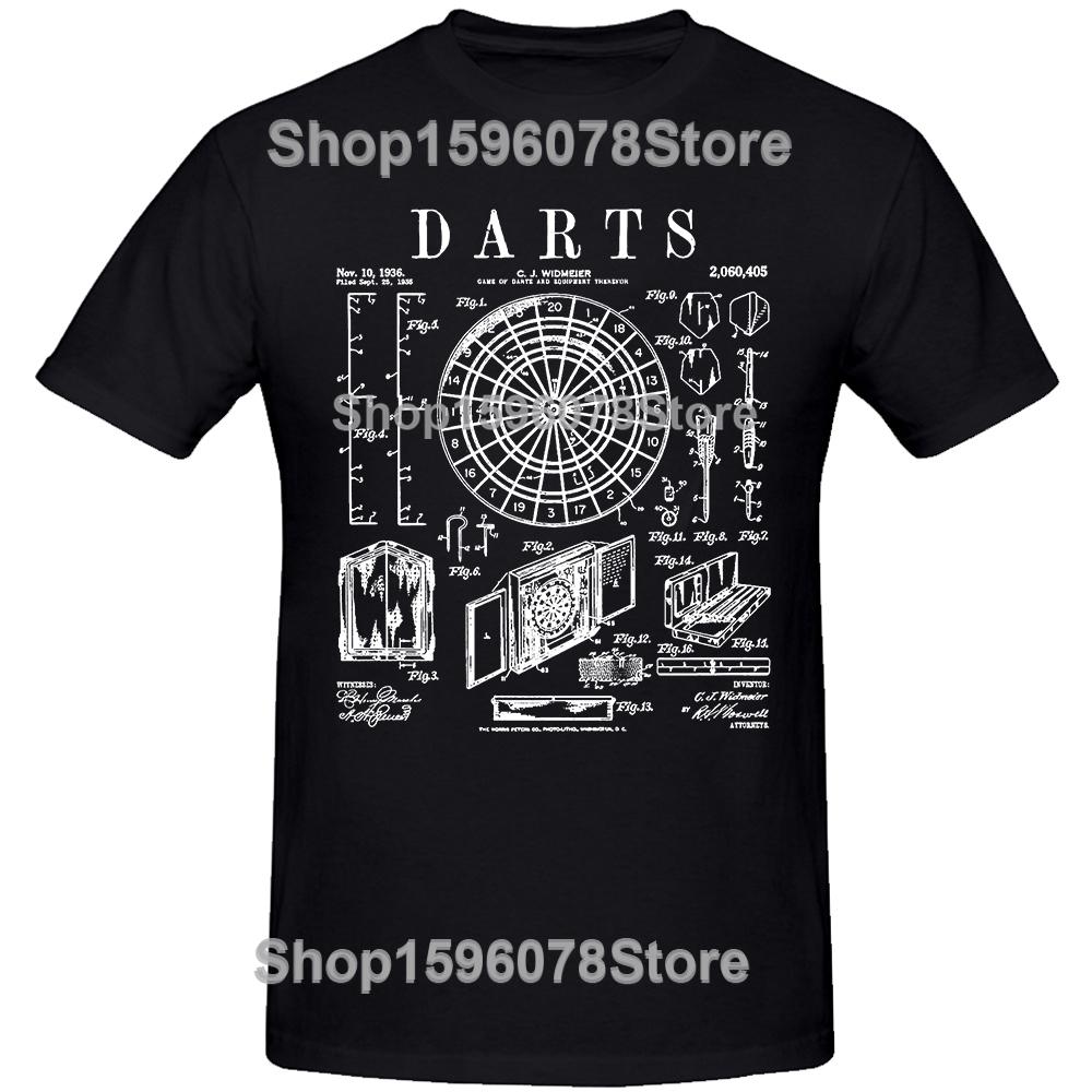 

Darts Player Dartboard Throwing Sport Vintage Patent Print Tee Tops Round Neck Fashion Tshirt Clothing Casual Basic Tshirts 4XL