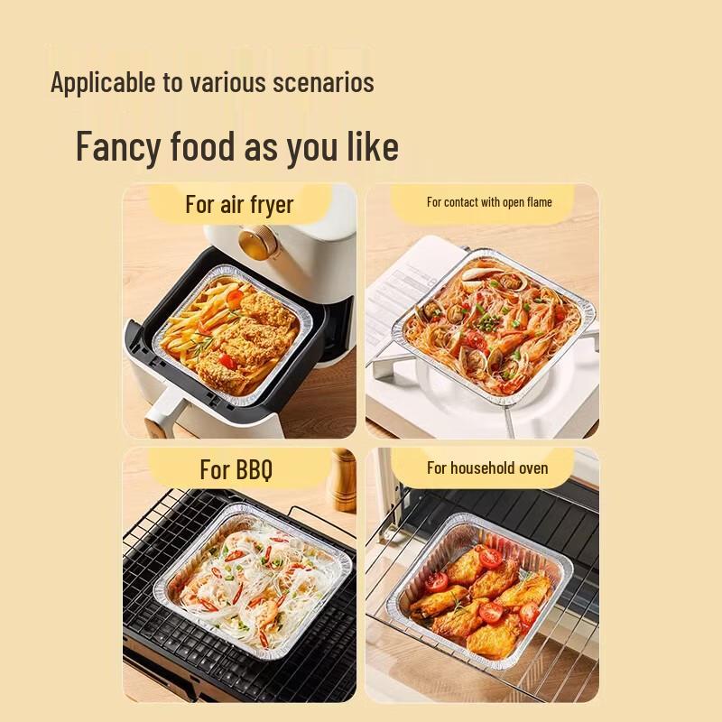 Disposable Square Aluminium Foil Pans for Air Fryer & Oven