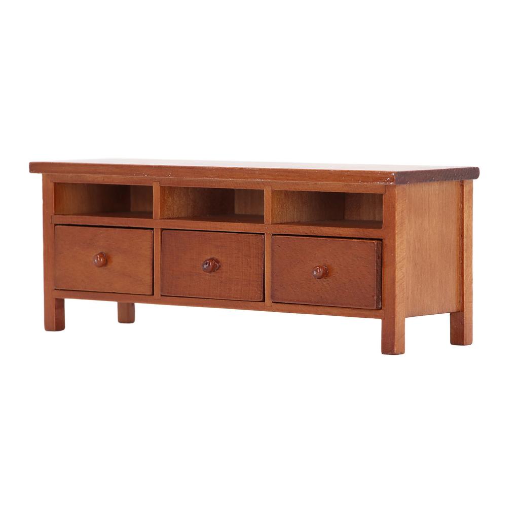 Miniature TV Cabinet Simulation Drawers Design Decorative Wooden Furniture Model for 1Celsius12